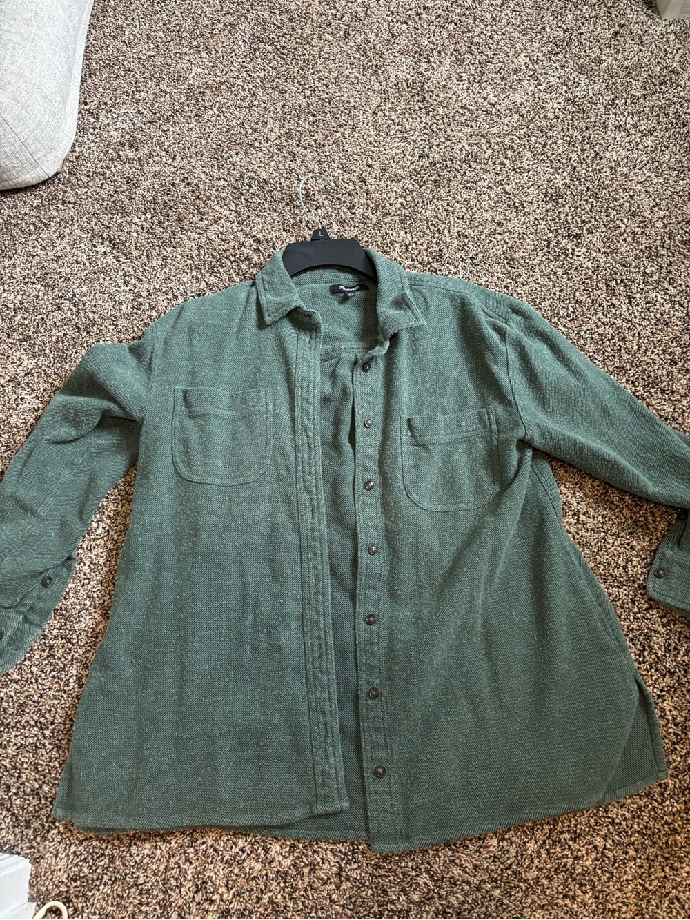 Madewell Green Herringbone shacket Shirt Jacket